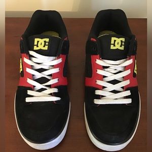 DC Skater Sneaker Black Suede with Red, Green, Yellow Detail - Men size 9